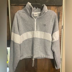 Pink brand womens small gray and white quarter zip like new